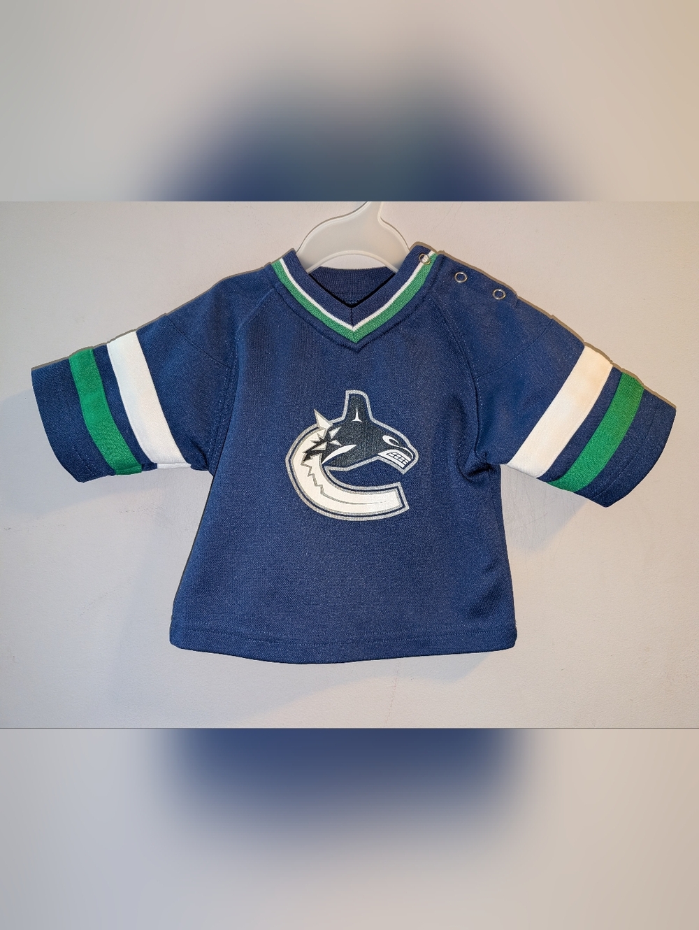 🏒 NHL Vancouver Canucks Navy Blue Hockey Jersey Top Reebok Baby 6-9 Months